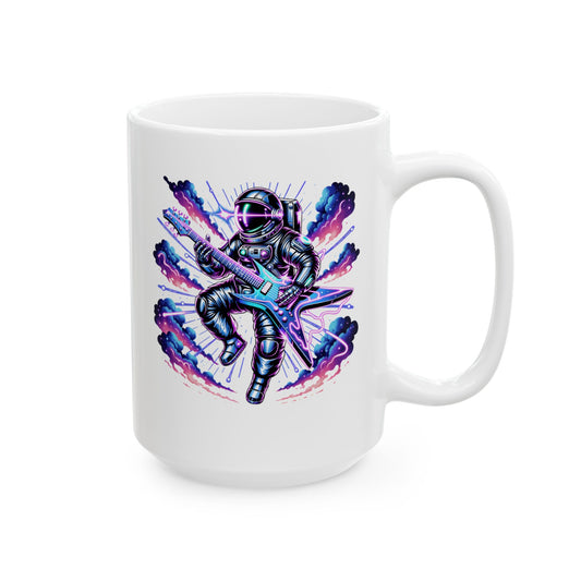Space Man Electric Guitar Ceramic Mug, (15oz)