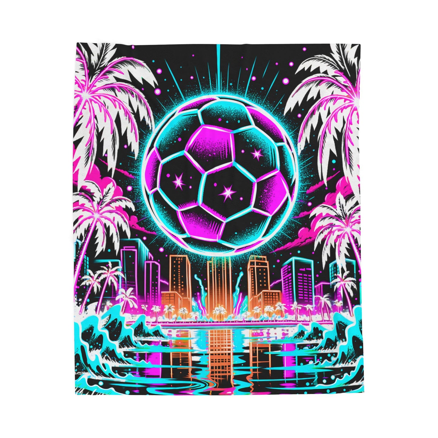 Neon Soccer 50x60 Velveteen Plush Blanket