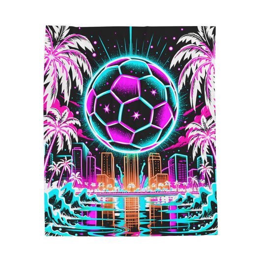 Neon Soccer 50x60 Velveteen Plush Blanket