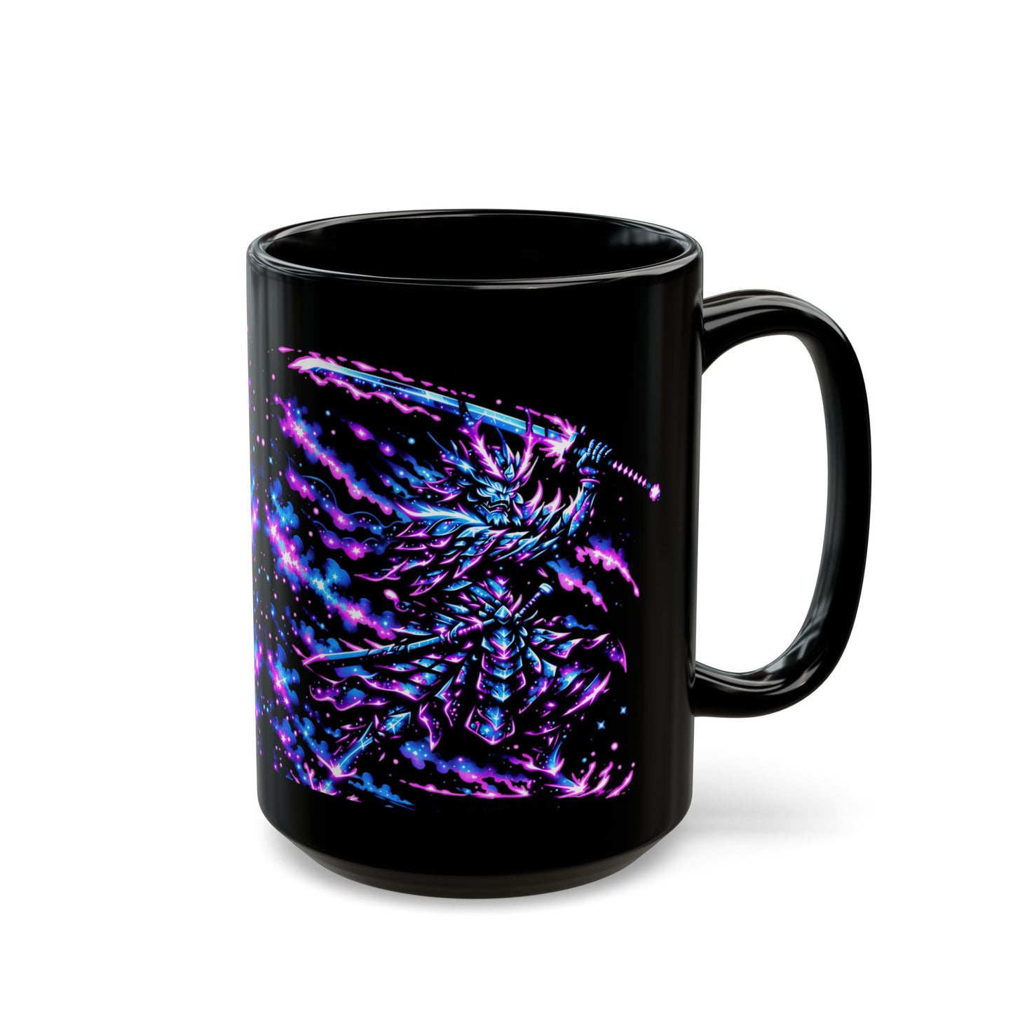 Cosmic Samurai Standing with Sword Version Black Mug (11oz, 15oz)