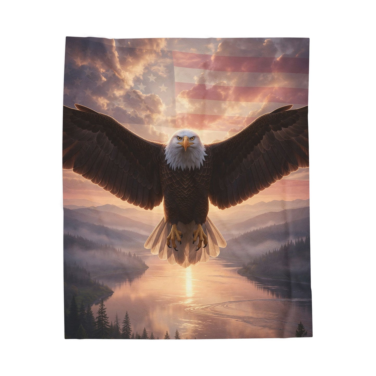 Bald Eagle Throw Blanket  – Patriotic American Wildlife Decor – Soft Plush Accent for Couch Bed Chair – by Lair Gadgets