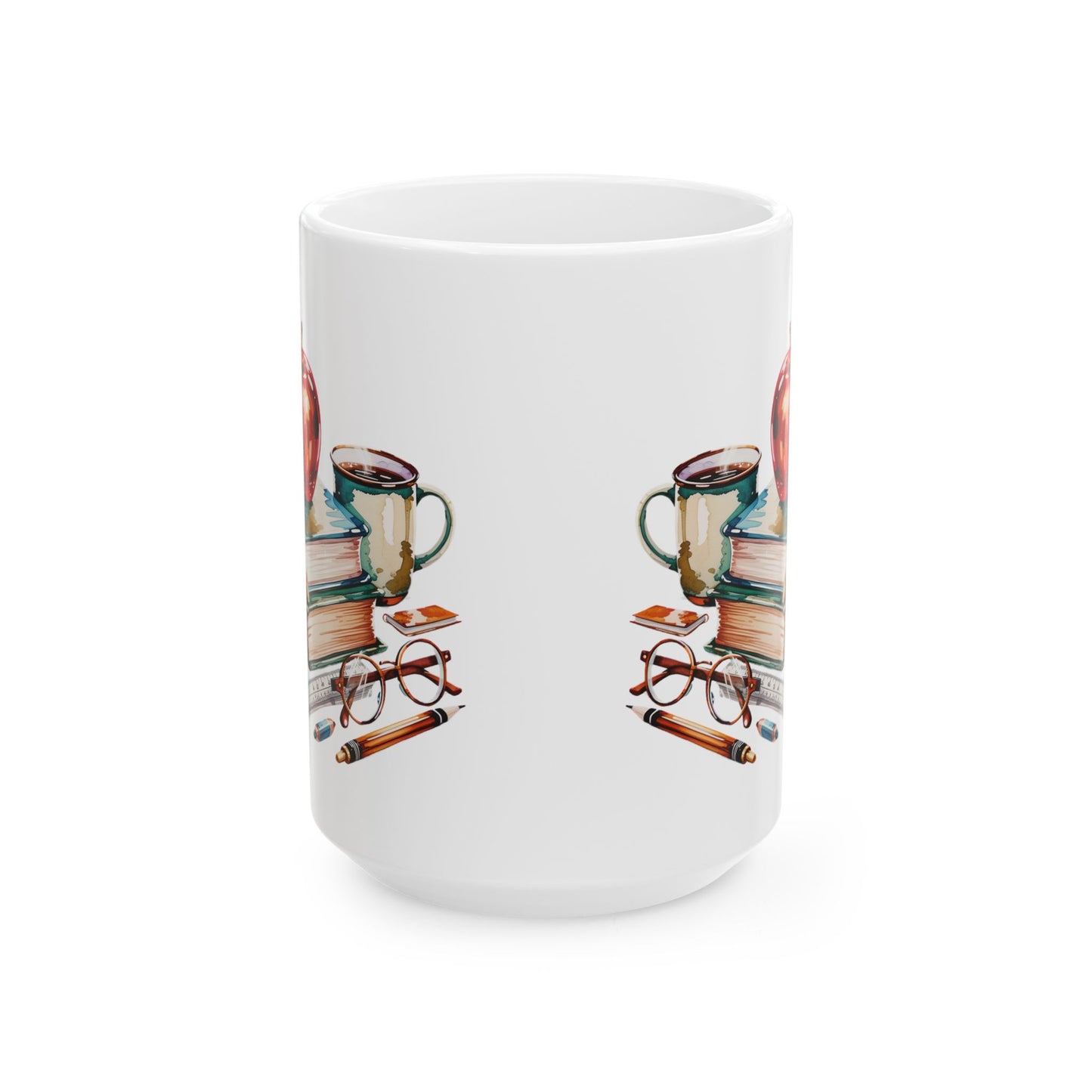 Teacher Apple White Ceramic Mug, (11oz, 15oz)
