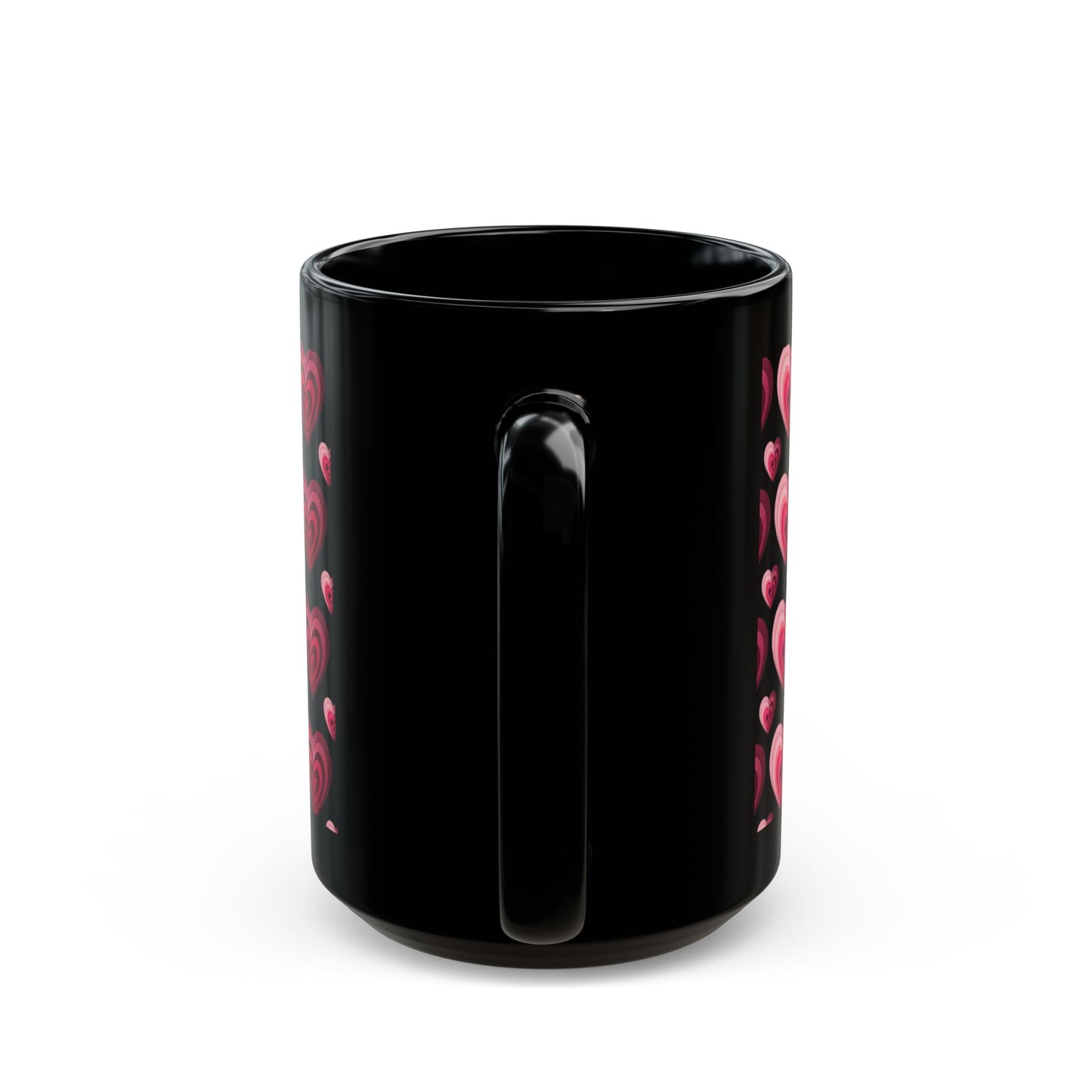 Retro Pink Aesthetic Coffee Mug 15oz Black Layered Heart Design by Lair Gadgets Black Mug (15oz)