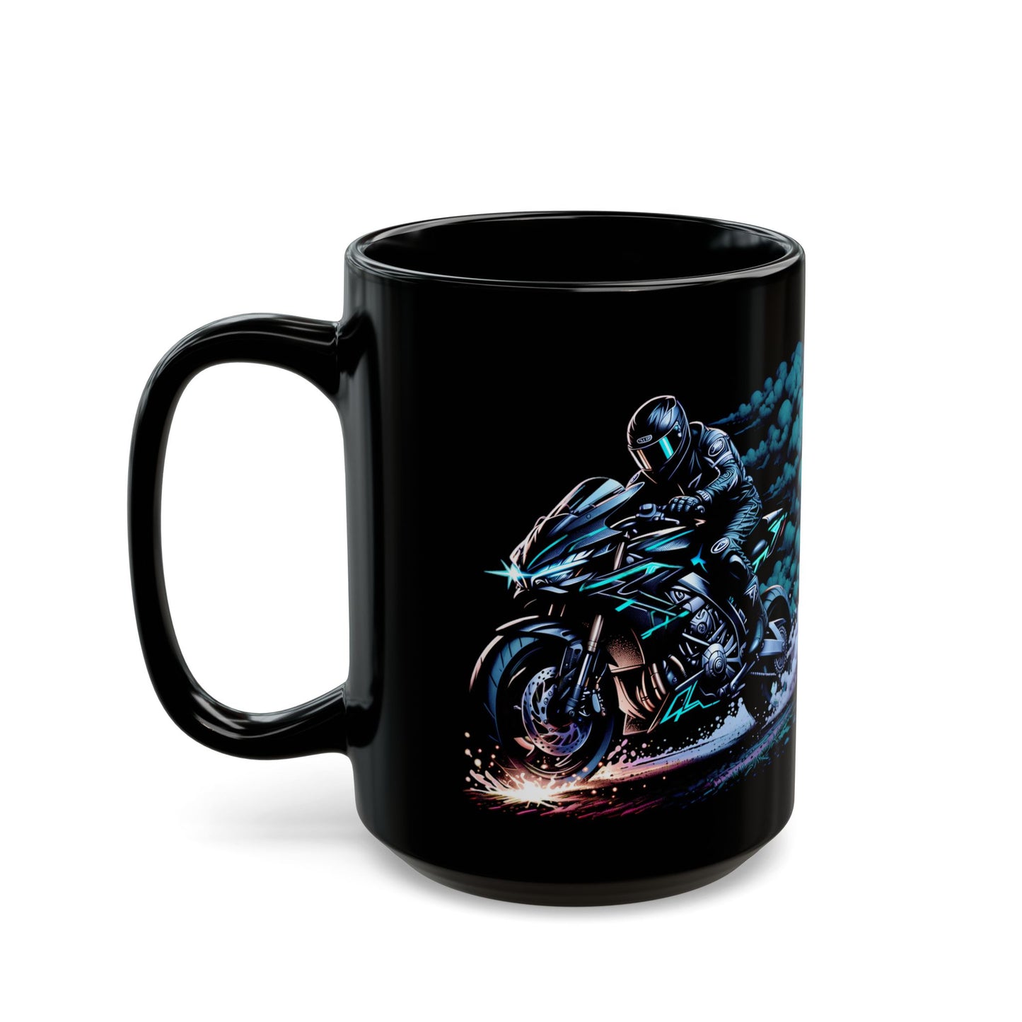 Sport Bike Cloud Design Black Mug (11oz, 15oz)