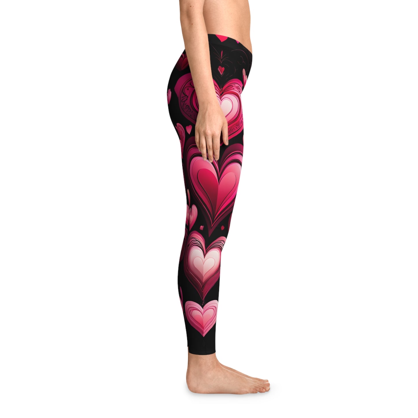 Romantic Heart Pattern Stretchy Leggings for Women - Perfect for Valentine's Day and Everyday Wear