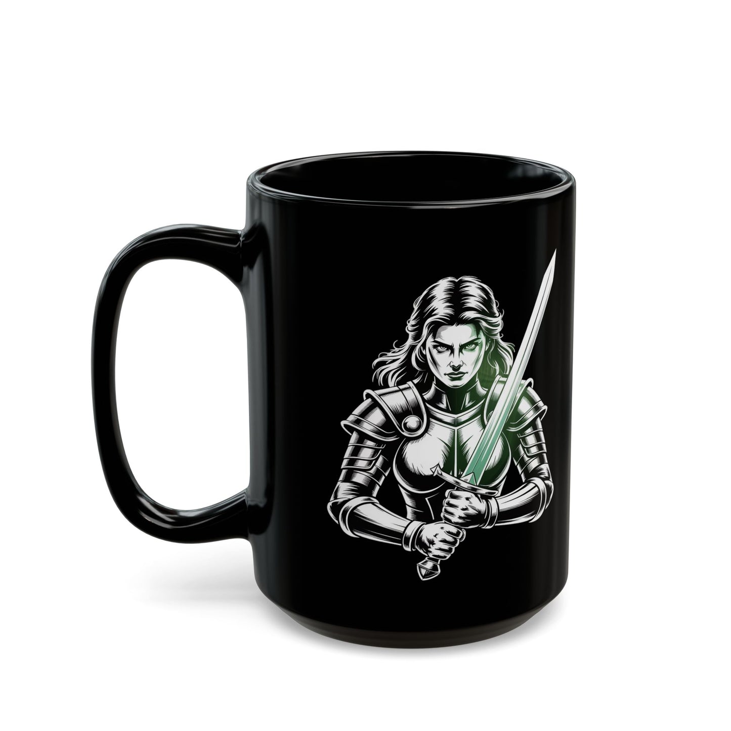 Female Warrior Black Mug (15oz)