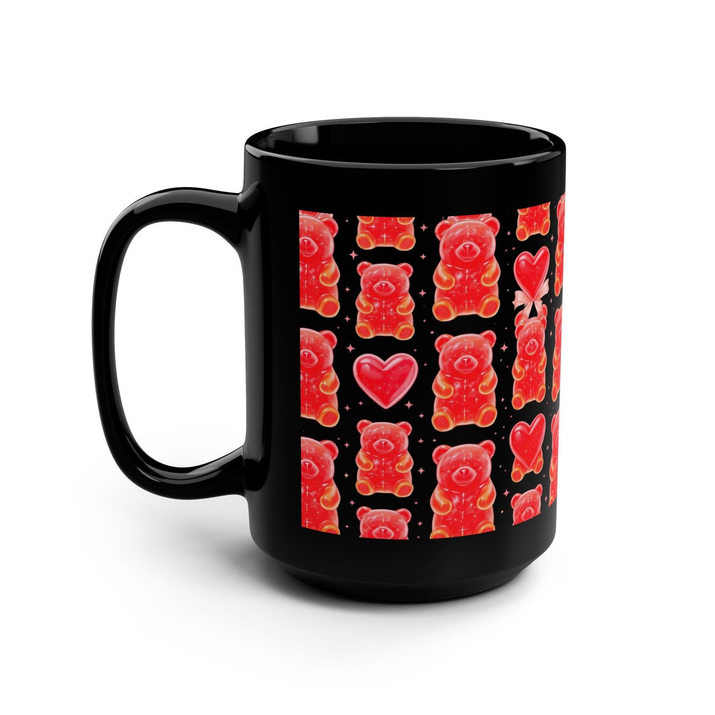 Gummy Bear Pattern 15oz Black Mug — Score 80