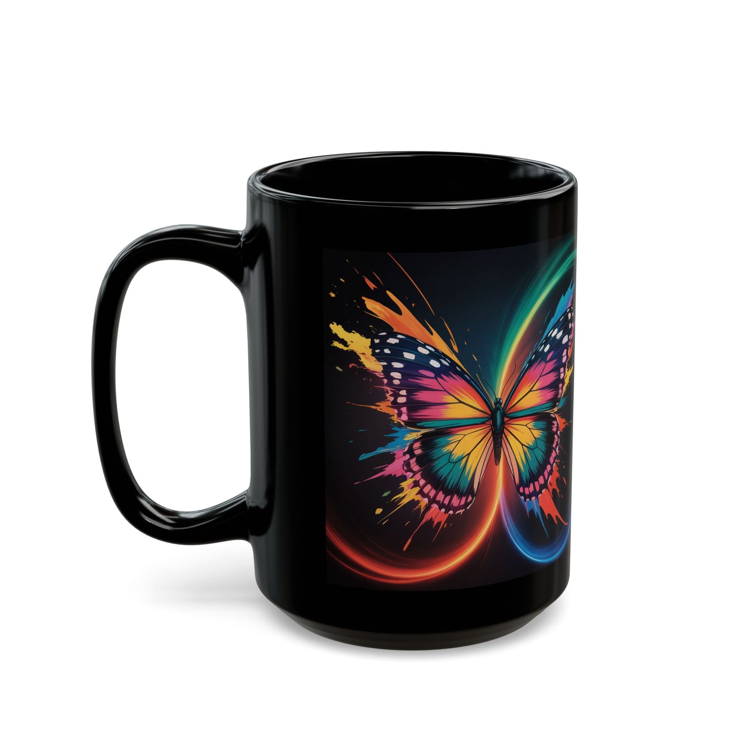 Butterfly Swirl Black Mug (15oz)