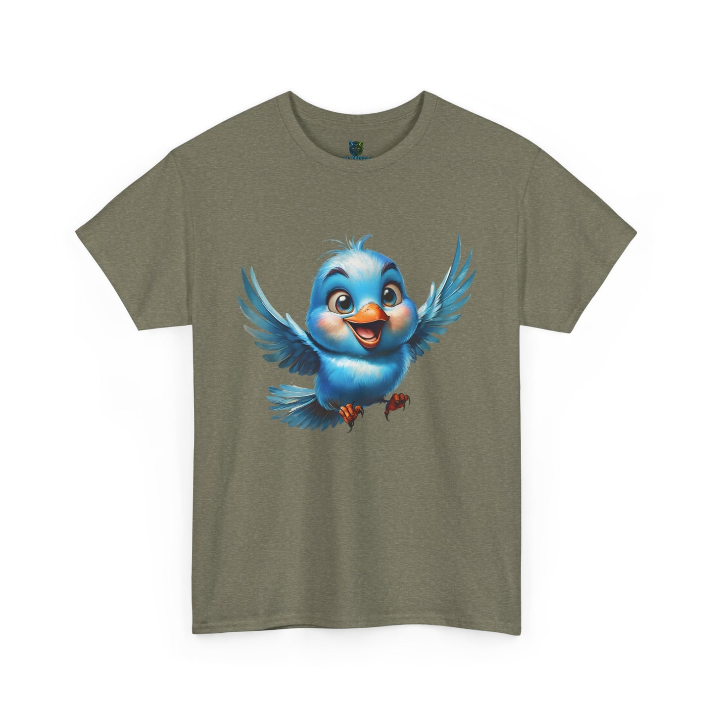 Playful Bluebird  Heavy Cotton Tee - Perfect for Nature Lovers & Everyday Wear