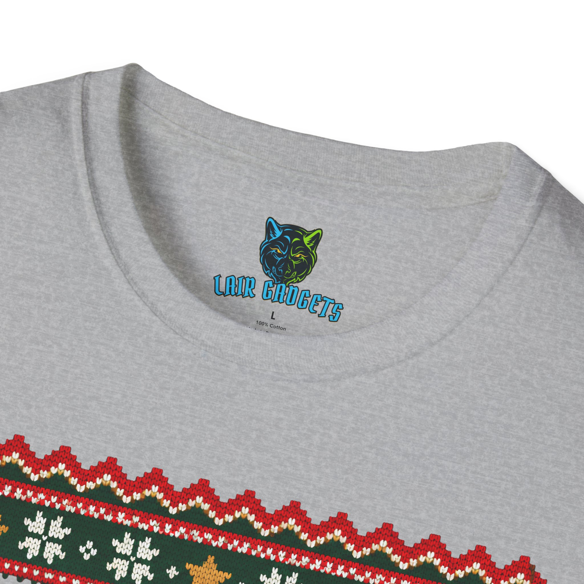 Ugly Christmas Sweater Tee – Unraveling Knit Reindeer Shirt