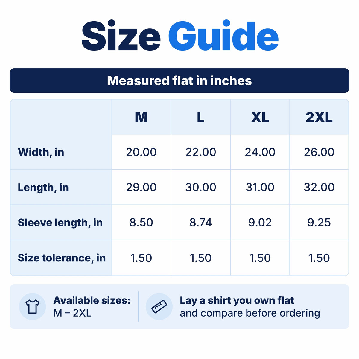 Size guide for the Continued Existence unisex t-shirt